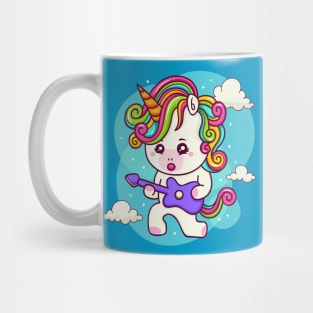 Unicorn with electric guitar in the sky Mug